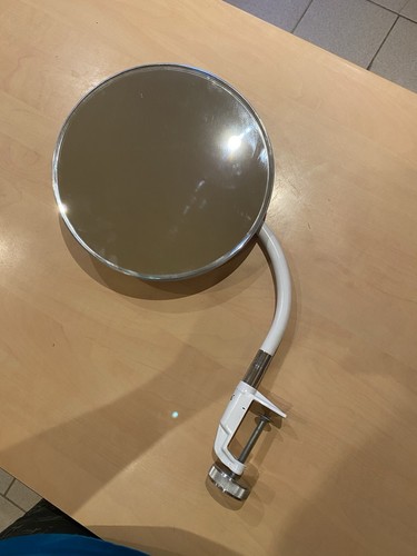 Miroir rond blanc chrome - , bras