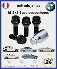 Ecrous antivol de roues noir BMW M12x1.5 assises coniques 27mm