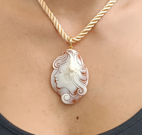 Collier femme camée pendentif - collier,