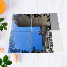 Miroir Mural Carré Décoratif 4 Carreaux glace mur salle de bain salon 35 x 35 cm