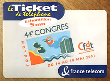 TICKET TÉLÉPHONE TOULON CFDT SANS CODE CARTE PREPAYÉE PREPAID CALLING CARD CARTA