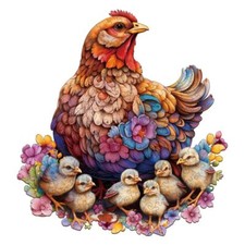 Puzzle en Bois Adultes et Enfants Poules et Poussins - Jouet Éducatif Unique ...