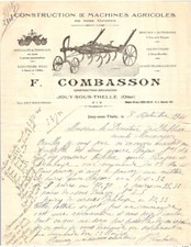 Ancienne Lettre COMBASSON JOUY SOUS THELLE OISE - MACHINE AGRICOLE 1946