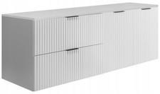 Meuble sous-lavabo suspendu FLOW 140 cm façade rainurée blanc