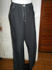 Pantalon droit coton noir leger surpiqué blanc stretch Alain Weiz AW 50 48D