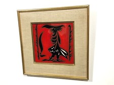 Jean Lurçat tableau cadre carreau céramique coq saint vincens vintage 50