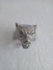 bague tête de loup argenté