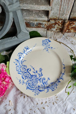 ANCIENNE ASSIETTE HB TERRE DE FER DECOR DE FLEURS