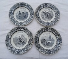 4 Assiettes satyriques LES RUSSES EN TURQUIE. Vers 1850. Gien Geoffroy et Cie