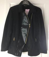 Veste style Tailleur Noir Details Perfecto Simili Et Zip Or Doré ALMATRICHI T 38