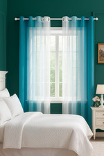 🪟 Lot de 2 Rideaux Voile Translucide – Blanc & Bleu