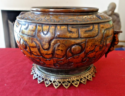 Cache pot bronze - ancien, chine