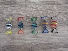 Lot 5 Anciens Bonbons Verre Murano - Relief Multicolore