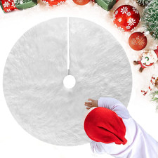Jupe de Sapin de Noël Blanche 78 cm – Tapis Peluche Rond Couvre-Pied pour Arbre,