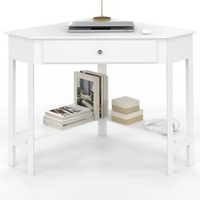 Bureau d'angle REMI blanc gain de place bureau informatique avec rangements et 1