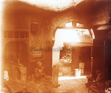 ALGERIE Alger Café Maure c1920 Photo Plaque de verre Stereo Vintage V42n