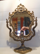 Miroir psyché en bronze et laiton – Italie, début XXe – Style Rocaille baroque