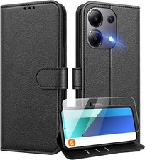 Coque à rabat + 2 vitres en verre trempé pour xiaomi redmi note 12 13 11 10 4G 5