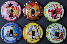 Lot 6 CAPSULES générique série REBUS Bouteille - PLAQUE DE MUSELET CHAMPAGNE