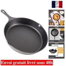 Poêle à Frire en Fonte 25 cm - Résistante au Four, Idéale pour Toutes Cuissons