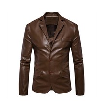 Blazer homme en cuir marron