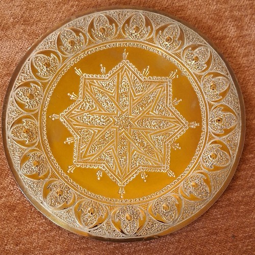 Plateau rond métal doré