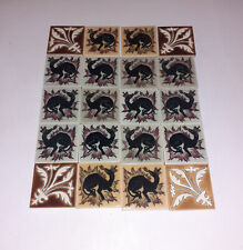 LOT DE 20 PETITS CARRELAGES DE GIEN DONT PLUSIEURS DECORS DIFFERENTS  6 X 6 CM