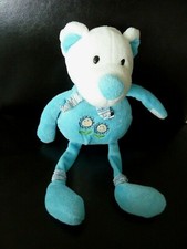 *. DOUDOU PELUCHE CP INTERNATIONAL OURS SOURIS BLEU FLEUR PAPILLON  30CM TTBE