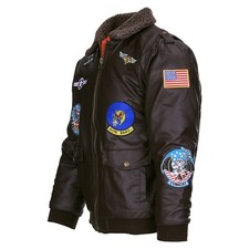 Blouson Aviateur Hiver G1 Enfant Imitation Cuir Pilote US AIR FORCE 10 Ecussons 
