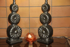 Paire de grande lampe à poser, métal frappé, vintage