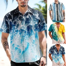 Chemise Hawaïenne Pour Hommes Chemises Boutonnées Vintage À Manches Courtes  /