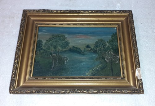 Ancien tableau encadre huile - ,