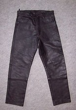 PANTALON 5 poches en CUIR épais UPLINE, motard, biker, Taille 38 --- (PCH_028)