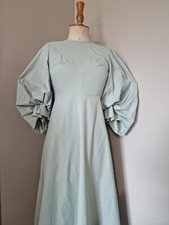 SUPERBE ROBE LONGUE VERT D' EAU CLAIR MANCHES OVERSIZE BOUFFANTES WEDDING