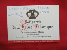 ANCIENNE CARTE DE VISITE ROTISSERIE DE LA REINE PEDAUQUE PARIS 75