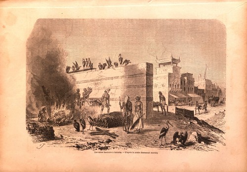Gravure scène - (vers, :