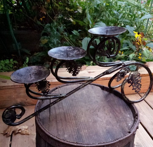 Vintage wrougt iron candle - vintage,