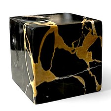 Cube En Marbre Noir Portoro Sculpture de Table Art Accueil Decor Design 4x4 CM