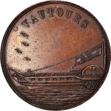 France, Médaille, Bateau à Vapeur Le Vautour, 1848, SUP+, Cuivre