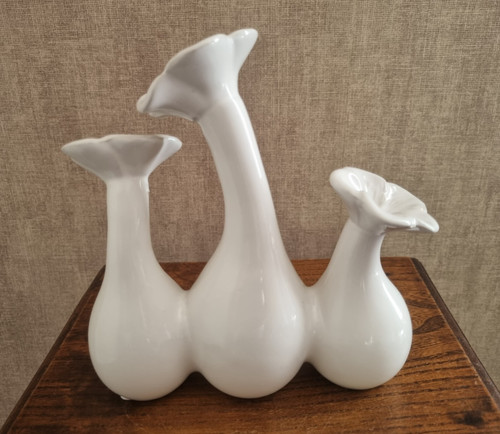 Vase triple céramique blanche