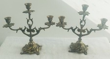 Belle Paire de Chandeliers 3 Branches en Laiton. Parfait état 