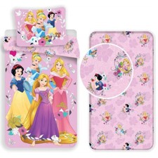 Princesses Disney Set Lit Simple Housse de Couette Taie Draps Dessous Coton