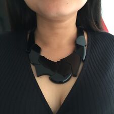 MAGIFIQUE COLLIER ISADORA PARIS VINTAGE 1980 EN GALALITHE - NOIR