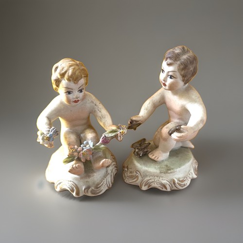 Paire sujets enfants putti - paire,