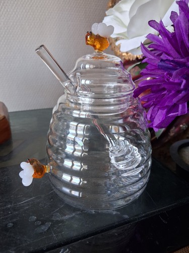Pot miel verre soufflé - pot, en