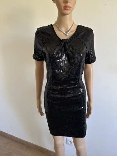 Robe noire sequins morgan - noire, en