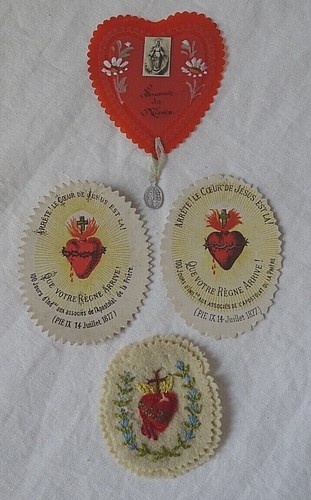Coeur jesus brode - de, tissu