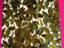 Ancien tissu coton Romanex Boussac ' Vigne Vierge " larg 58 cm x H 270  cm  C940