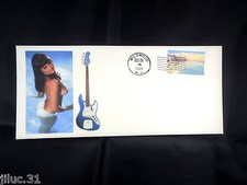 ENVELOPPE TIMBREE 1er jour GUITARE FENDER JAZZ BASS