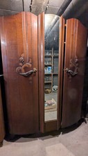 Armoire 2 portes des années 50 bois massif et miroir